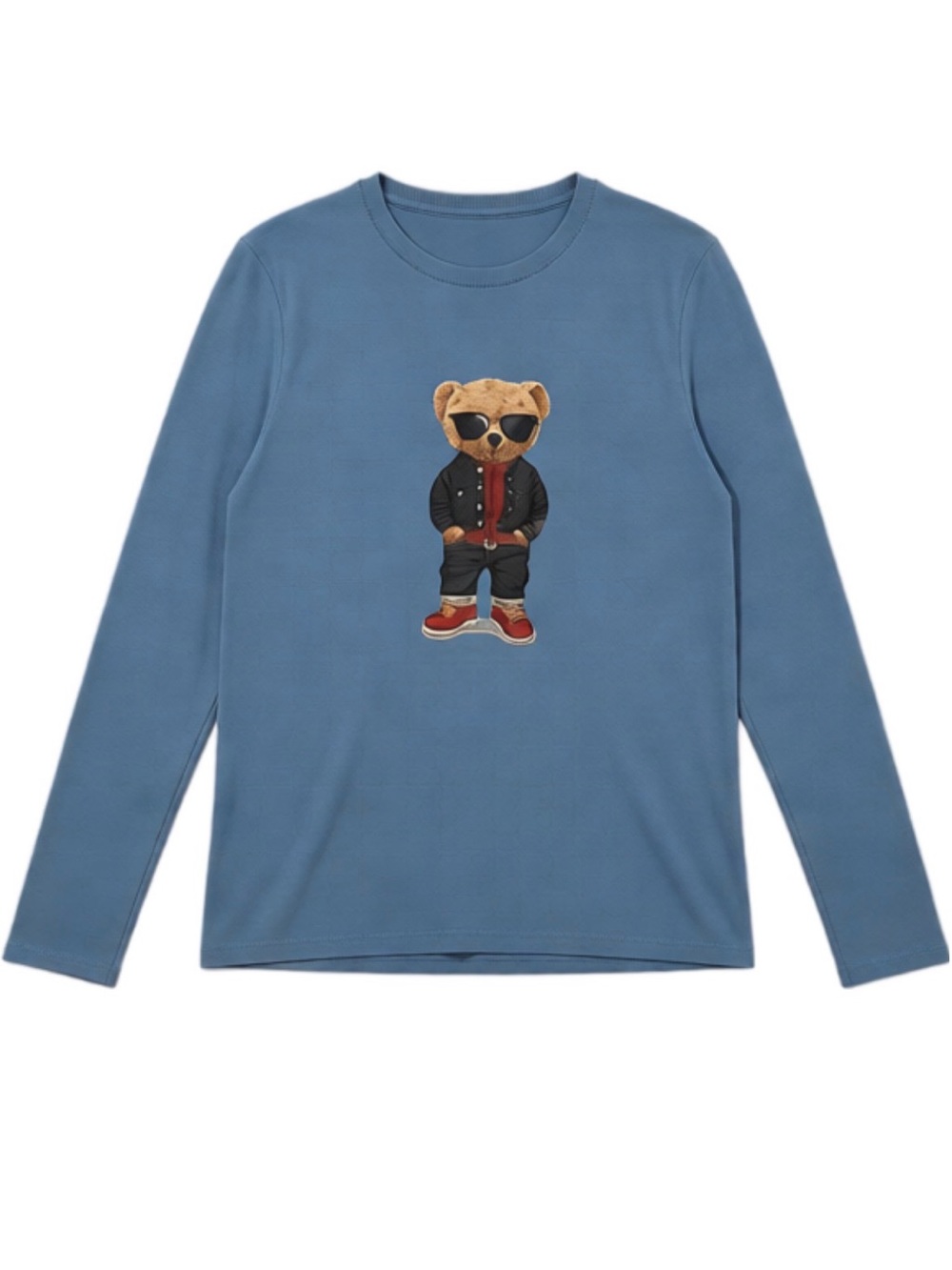 Source Unknown Blue Long Sleeve Kids Tee with Teddy Graphic